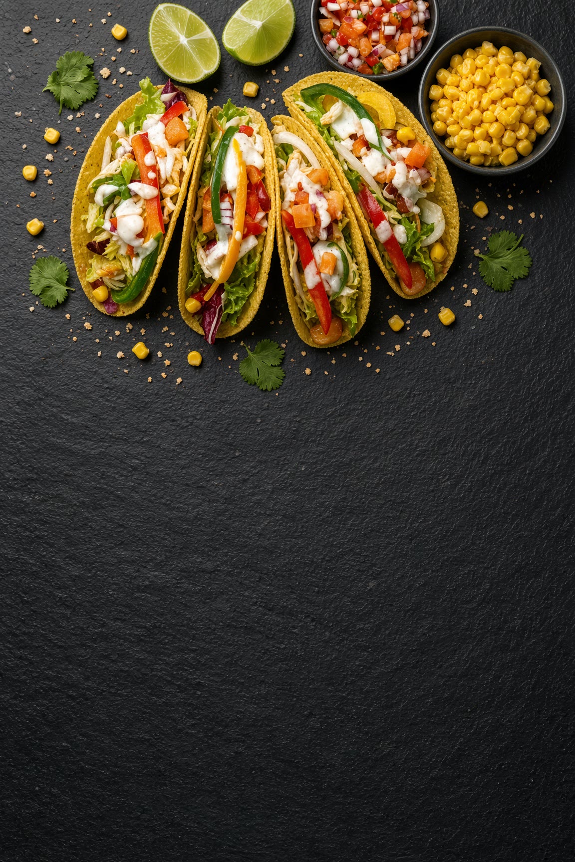 A table filled with tacos and accompaniments